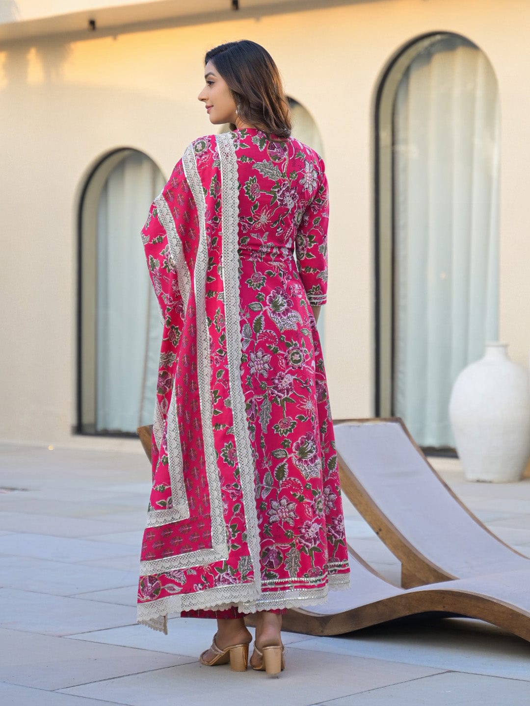 Elegant Floral Printed pure Cotton Suit Set with Dupatta