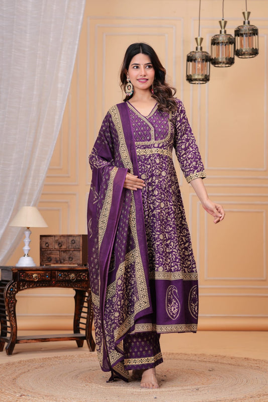 Premium Cotton 3 pc Anarkali suit