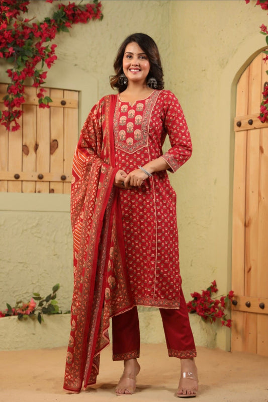 Premium Cotton Handblock Printed Suit Set
